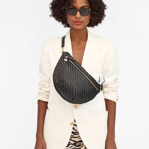 Excellent condition Clare V Grande Fanny Crossbody black woven zig zag leather
